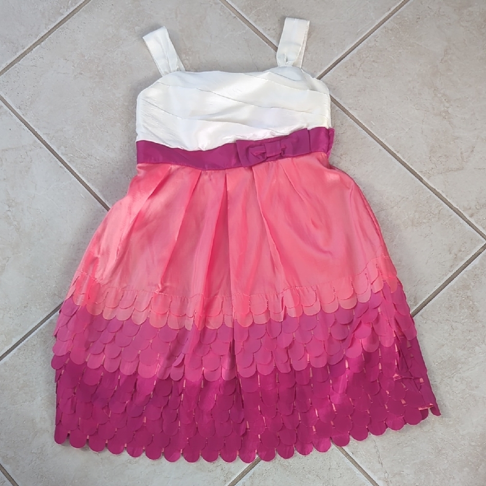Elegant Pink Orange and White Kids Dress Size 10 Girls